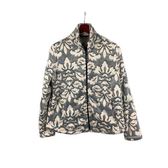 Jason Maxwell Womens Fleece Jacket PL Cozy Floral Pattern Polyester - Picture 1 of 6